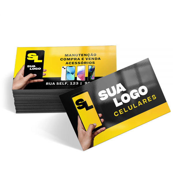 CARTÕES DE VISITA COUCHÊ 300G VERNIZ UV TOTAL FRENTE E VERSO 4x4 - 1000 Unidades