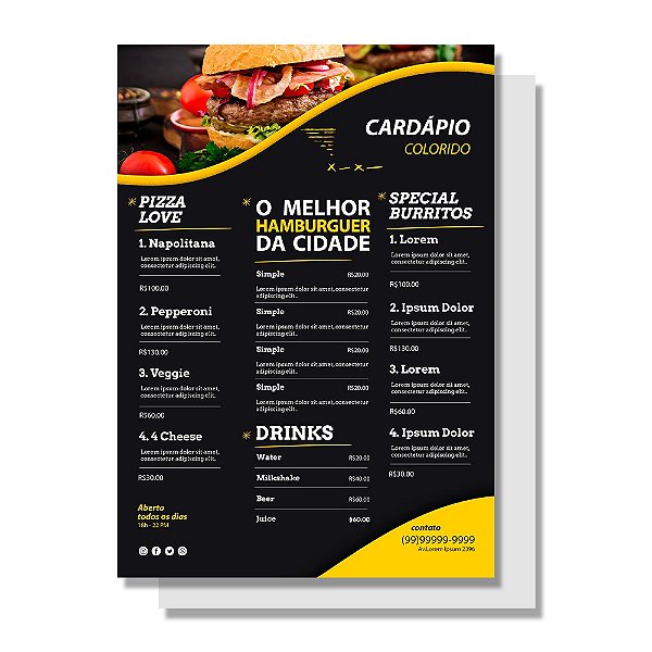CARDÁPIOS  - SUPREMO 250G - 30X42CM 4x0- 100 UNI
