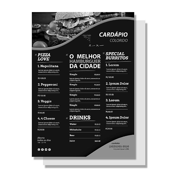CARDÁPIOS  - SUPREMO 250G - 10,5X30CM 1x0- 100 UNI