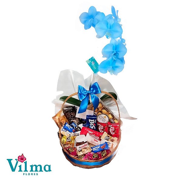 Cesta de Chocolates com Orquídea