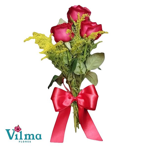 Buque 3 Rosas Cor Vermelha