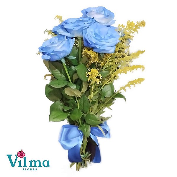Buque 6 Rosas Cor Azul