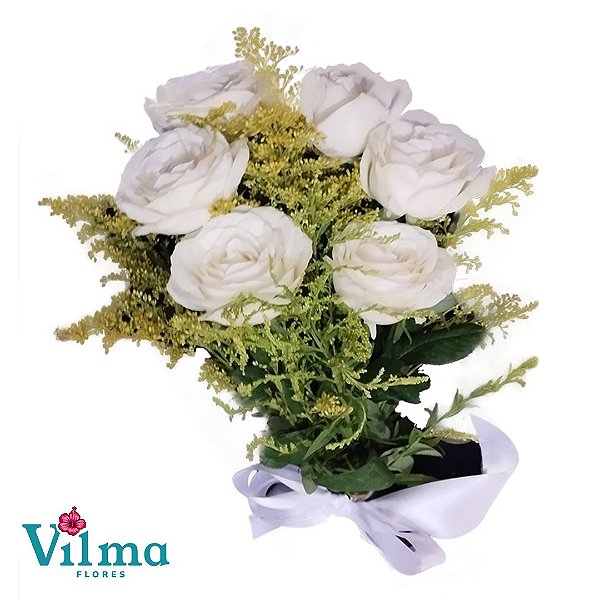 Buque 6 Rosas Cor Branca