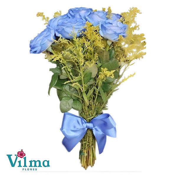 Buque 12 Rosas Cor Azul