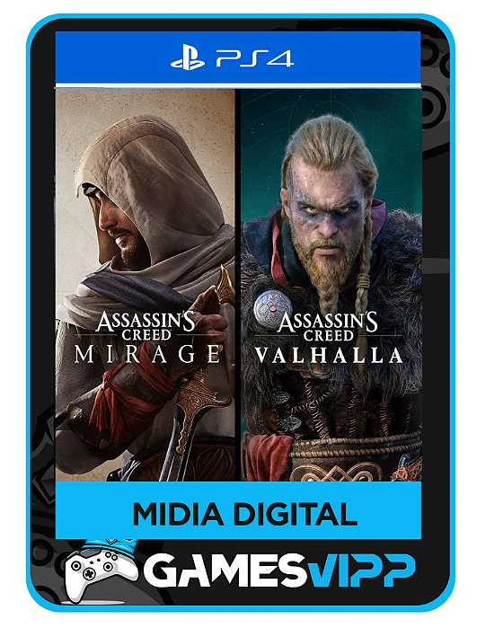 Pacote Assassin’s Creed Mirage e Assassin's Creed Valhalla-Ps4 Midia digital