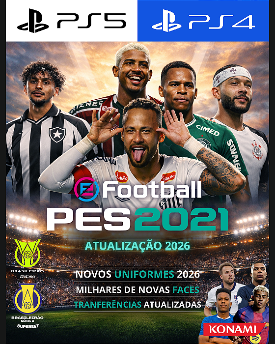 Patch atualização pes 2021 PS4 /PS5 / PC temporada 2026 Midia digital