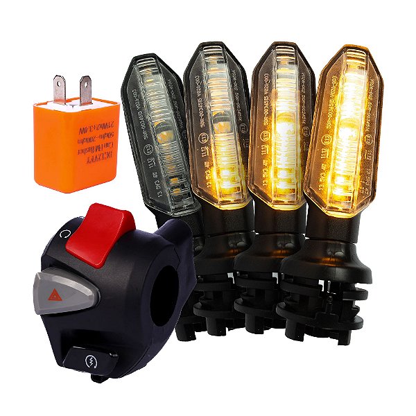 Kit Pisca Led + Relê + Punho de Partida, Fan/ Titan 125, 150 e 160 2014 a 2024