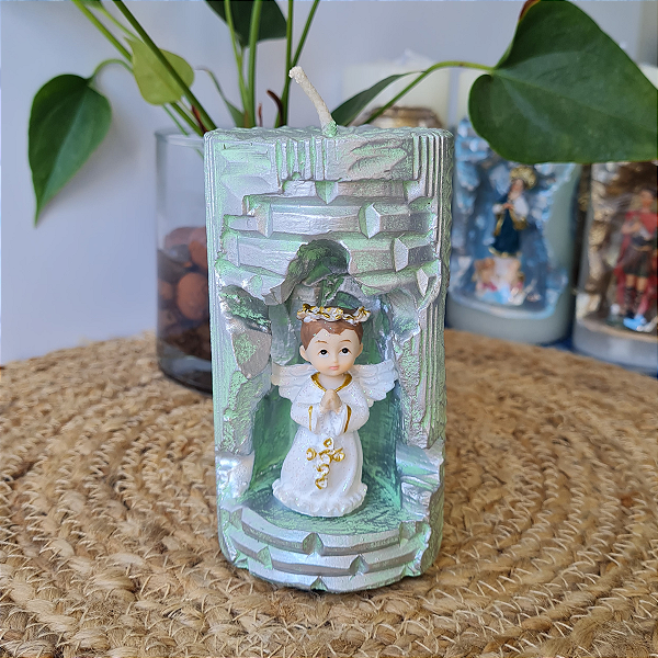 Vela Verde Gruta Anjinho P 12 cm