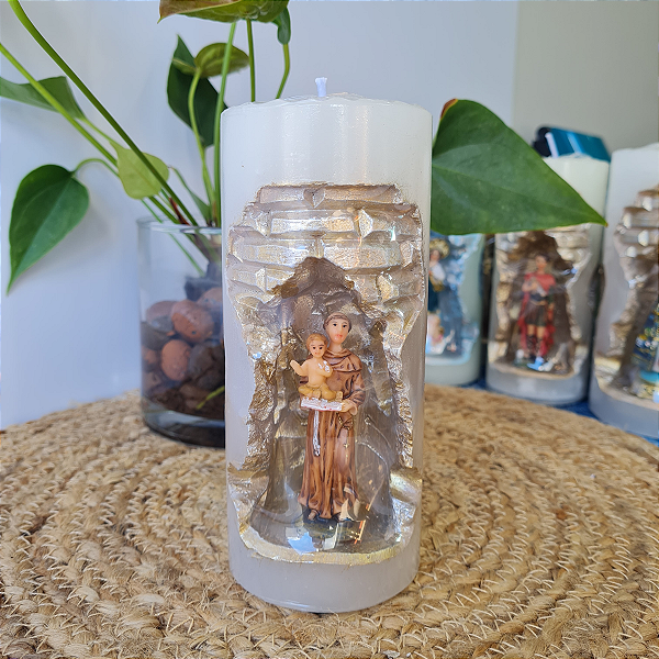 Vela Branca Gruta Santo Antônio M 16 cm