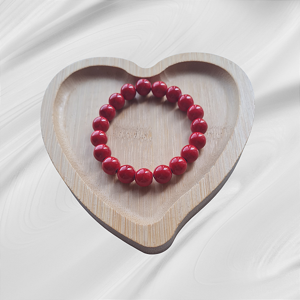 Pulseira de Pedras Naturais Howlita Vermelha 10 mm