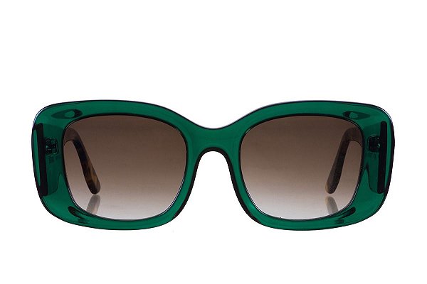 Zoey cristal verde e hastes tartaruga com lentes clássicas