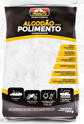 Algodão automotivo para polimento Proauto 100% algodão premium 100g
