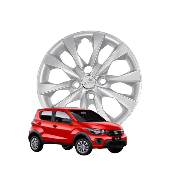 Calota Aro 14 GRID Fixação Parafuso Cubo Baixo Mobi Argo Palio