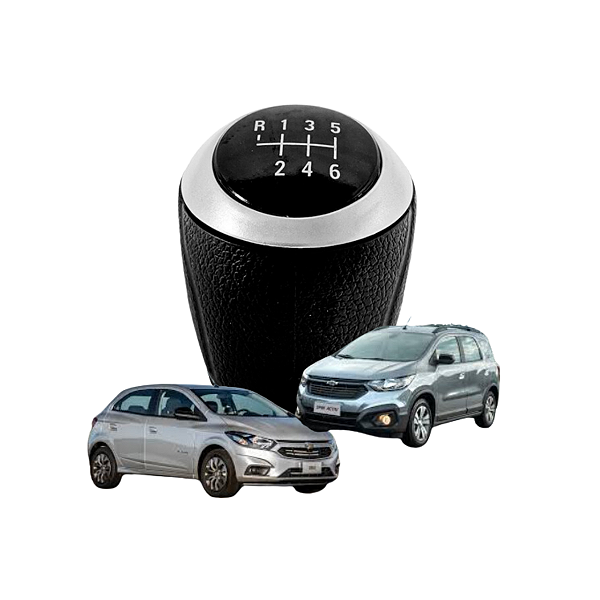 Bola da Alavanca do Câmbio Lente Preta Aro Cromado Onix Spin Prisma Cobalt
