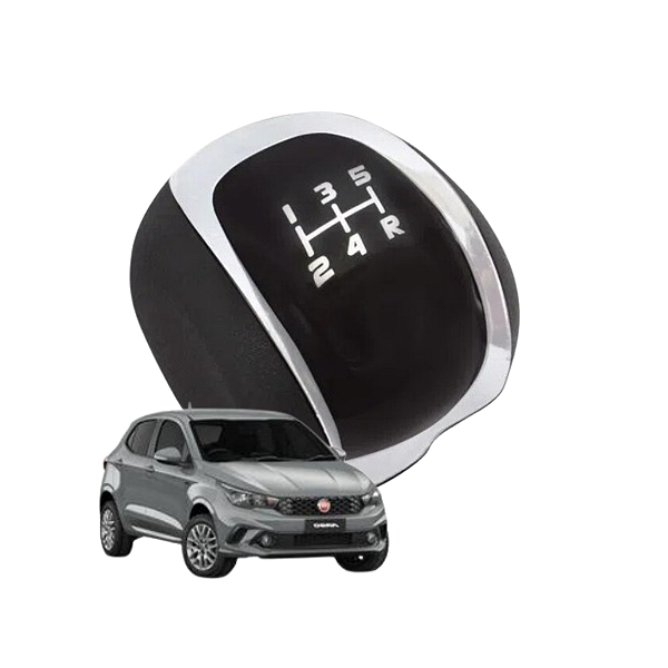 Bola da Alavanca do Câmbio Preta Aro Cromado Fiat Argo 2017 a 2019