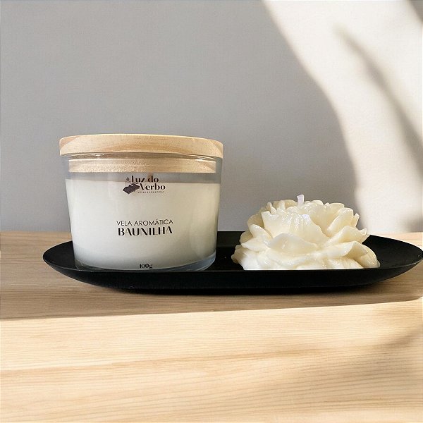 Vela aromática 100g + Vela decorativa peônia