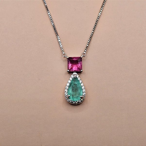 COLAR GOTA VERDE E SQUARE PINK