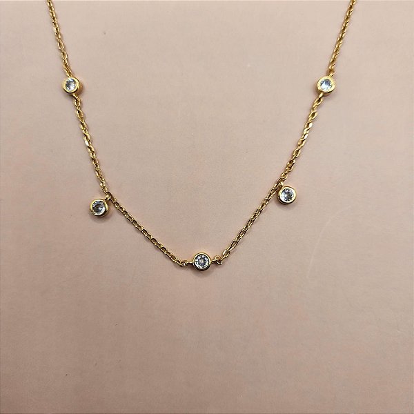 COLAR TIFFANY ZIRCÔNIAS DOURADO