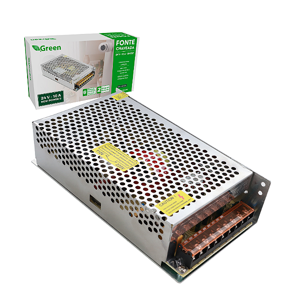Fonte Chaveada 24V 10A 240W Bivolt - Gabinete Metal Colmeia