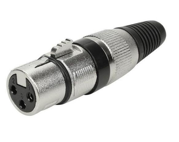 Plug Canon XLR Fêmea com corpo reforçado - Preto
