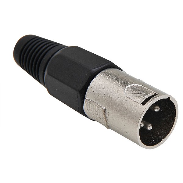 Plug Canon XLR Macho Plástico - Preto