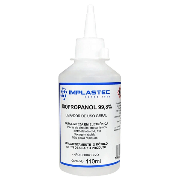 Álcool Isopropílico 110ml 99,8% Isopropanol - Implastec