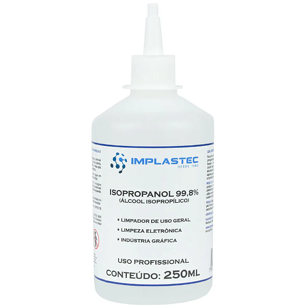 Álcool Isopropílico 250ml 99,8% Isopropanol - Implastec