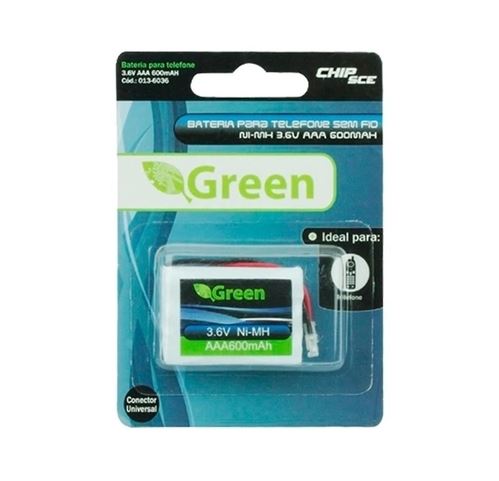 Bateria 3.6V 600mah AAA Plug Universal - Green