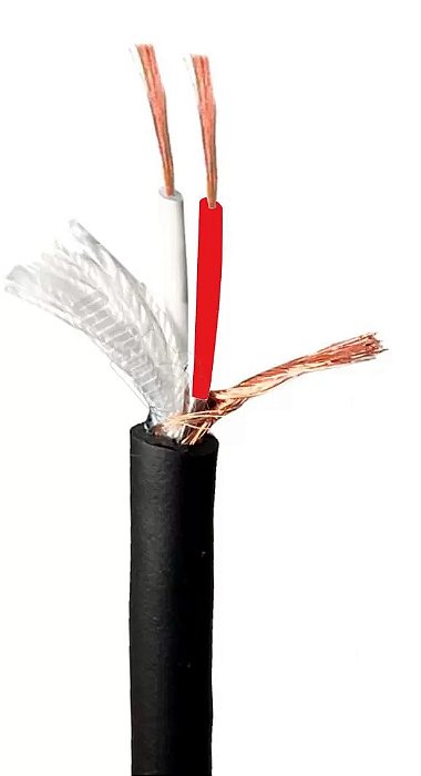 Cabo stereo com malha e blindagem 2x0,24mm - Por metro