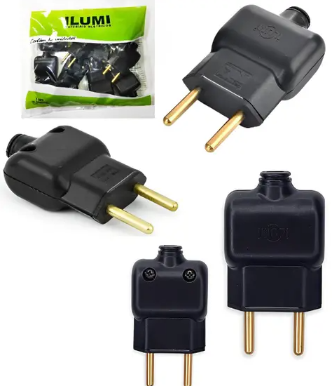 Plug de Tomada Macho 10A Preto Ilumi