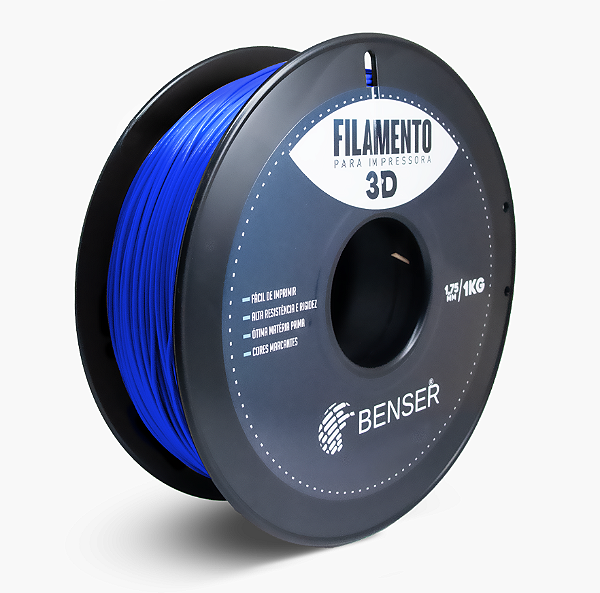 Filamento PLA 1,75mm Azul 1Kg Benser - Alta qualidade