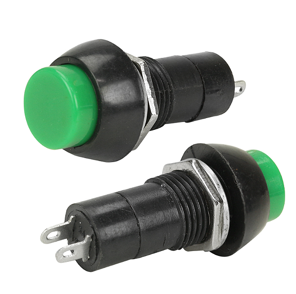Chave Push Button Com Trava PSB-11A 2 Terminais - Verde
