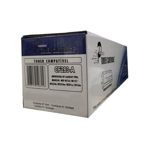 Toner HP 83 Preto HtCompany - CF-283A - M127FN M127, M127FW M-127, M125 M125A M125A, M201, M225, M226, M202 - 204010153