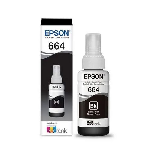 Tinta para Cartucho Epson Preto Original - T664120 - 4.000 páginas para L220, L365, L375, L380, L395, L555, L565, L575, L110, L1300 - T664120