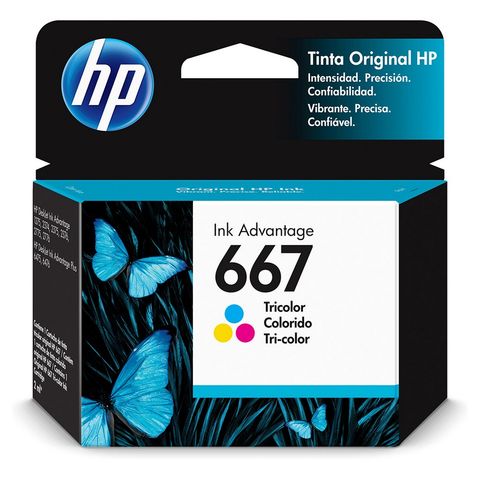 Cartucho de Tinta HP 667 TriColor Original - 3YM78AB - 120 páginas para 1275, 2374, 2375, 2376, 2775, 2776, 6475, 6476 - 3YM78AB