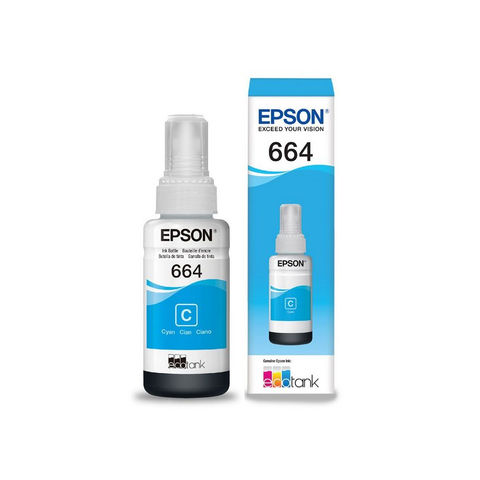Tinta para Cartucho Epson Cyan Original - T664220 - 6.500 páginas para L220, L365, L375, L380, L395, L555, L565, L575, L110, L1300 - T664220