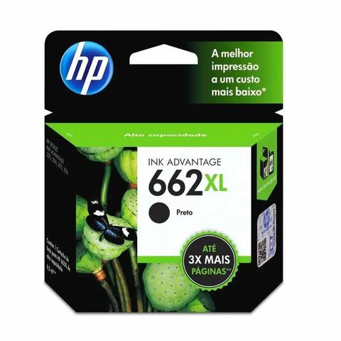 Cartucho de Tinta HP 662XL Preto Original - CZ105AB - 360 páginas para 1516, 2516, 2546, 2646, 3516, 3546, 4646 - CZ105AB