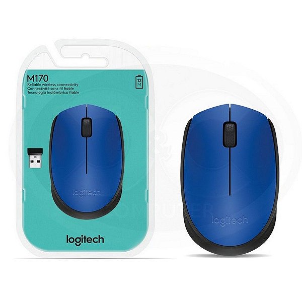 Mouse Sem Fio Logitech Azul M170 - M170 - 910-004800 AZUL