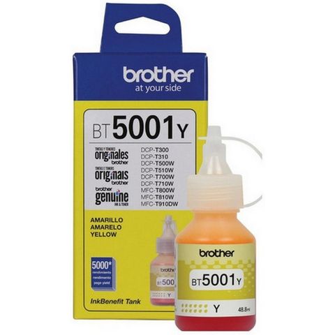 Tinta para Cartucho Brother Amarelo Original - BT5001Y - 5.000 páginas para HLT4000DW, DCPT310, DCPT510W, DCPT710W, MFCT810W, MFCT910DW - BT5001Y
