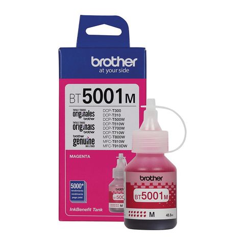 Tinta para Cartucho Brother Magenta Original - BT5001M - 5.000 páginas para HLT4000DW, DCPT310, DCPT510W, DCPT710W, MFCT810W, MFCT910DW - BT5001M