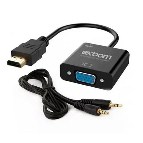 Conversor HDMI Macho para VGA Fêmea + Áudio 20cm Exbom - CC-HVA60 - 3140 - CC-HVA60 - 3140