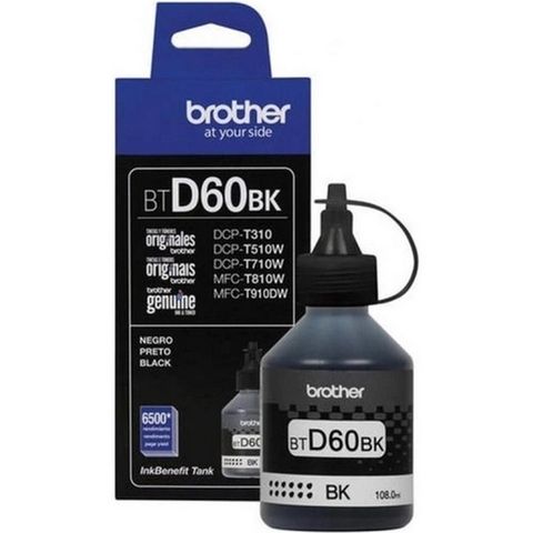 Tinta para Cartucho Brother Preto Original - BTD60BK - 6.500 páginas para HLT4000DW, DCPT310, DCPT420W, DCPT520W, DCPT720W, MFCT820W, MFCT910DW - BT6001BK
