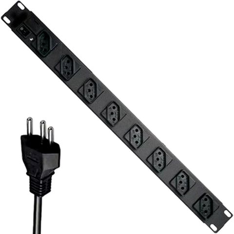 Régua para Rack 19" com 8 Tomadas 10A com Cabo de 1,10 Metros Preto Ipec - A2293 - A2293