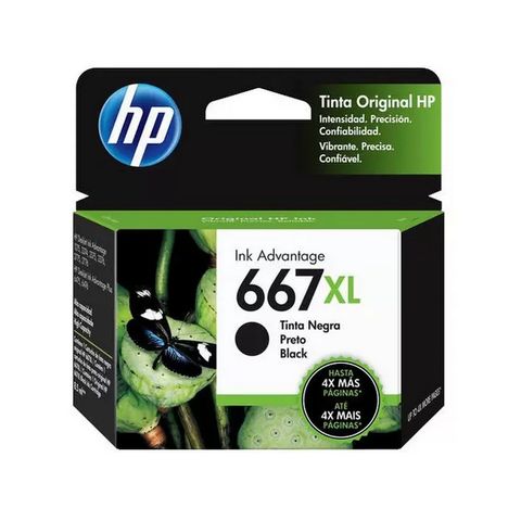 Cartucho de Tinta HP 667XL Preto Original - 3YM81AL - 330 páginas para 1275, 2374, 2375, 2376, 2775, 2776, 6475, 6476 - 3YM81AL