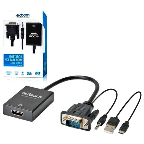 Conversor VGA + Áudio para HDMI Exbom - 3216 - CC-VHA30 - 3216 - CC-VHA30