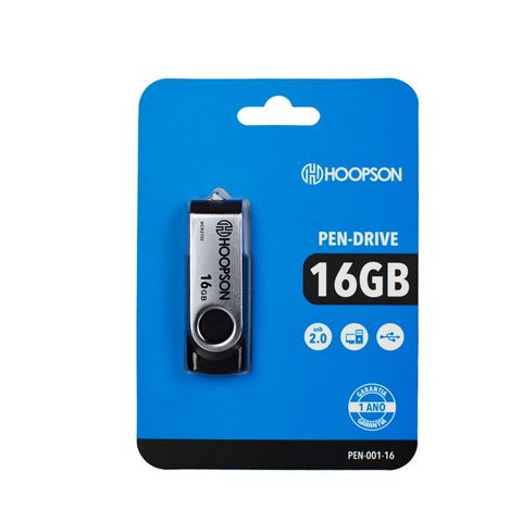 Pen Drive Hoopson 16GB Preto/Prata - PEN-001-16 - PEN-001-16
