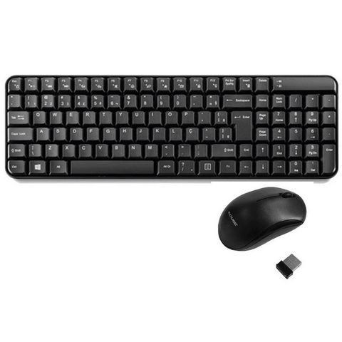 Kit Teclado + Mouse sem Fio Multimídia Multilaser 1000dpi Preto - TC183 - TC183