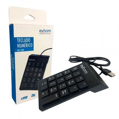 Teclado USB Exbom Numérico Compacto Preto BK-N30 - 3047 - BK-N30 - 3047
