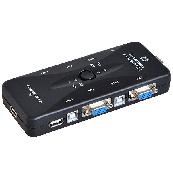 Switch de Monitor KVM 4 Portas VGA sem Cabo - Exbom - 0878