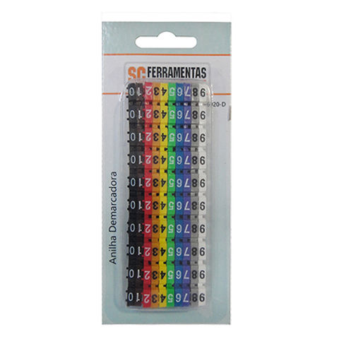 Anilha para Numerar Cabos 6mm N° de 0 A 9 Unidade Seccon SecLan - K-GL-6020-D - K-GL-6020-D